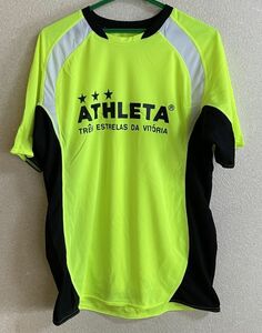 380☆送料無料☆ATHLETA　アスレタ☆半袖プラシャツ　蛍光イエロー　未使用品 サイズＯくらい　難あり