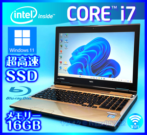 NEC クリスタルゴールド【大容量メモリー16GB+高速新品SSD+HDD1000GB】Windows 11 Core i7 3630QM Office2021 Webカメラ LL750/L