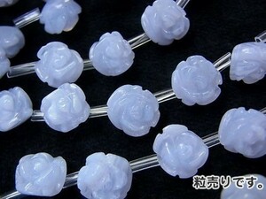 Art hand Auction [按件出售] 蓝色蕾丝 AAA 玫瑰雕刻 10 毫米 1 件, 珠饰, 珠子, 天然石材, 半宝石