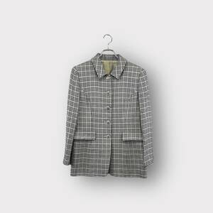 ○シルク混○ Aquascutum アクアスキュータム テーラードジャケット 千鳥格子 ブラック ホワイト サイズ9 レディース ヴィンテージ 6 買