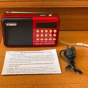 海外製FMラジオ/デジタルオーディオプレイヤー STONEGO KK-62 充電式 音楽データ再生機能