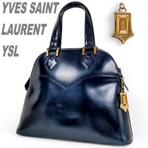 良品 YSL YVES SAINT LAURENT サンローラン イブサンローラン ハンドバッグ ショルダーバッグ 2way ダークネイビー レディース トート