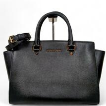 美品 MICHAEL KORS マイケルコース セルマ ショルダーバッグ ハンドバッグ 2way A4可 ブラック 黒 レザー 通勤 お出掛け クロスボディ_画像3