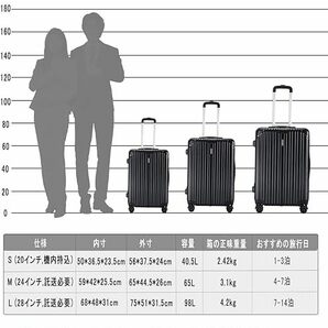 ASHARD スーツケース Mサイズ 64L TSAロック ABS+ポリカーボネート 格安 4から7泊 の画像8