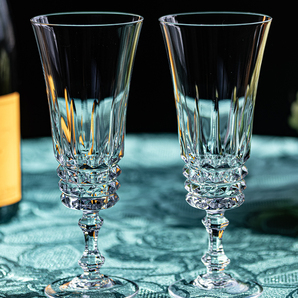 フランス クリスタル ダルク チュイルリー カッティング フルート シャンパングラス 2脚セット 酒 シャンパン ビンテージの画像1