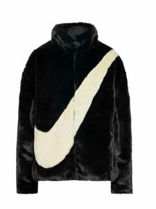 NIKE (ナイキ) WMNS NSW SWOOSH FAUX FUR JACKET (ウィメンズ スウッシュ フェイクファー ジップアップ ジャケット DO3792 010サイズXL