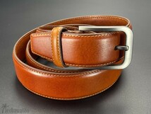 arohawaii86◆HB-716A.本革.キャメル High Grade leather*シングルステッチ 35mm レザーベルト☆1スタ☆１円スタート☆_画像1