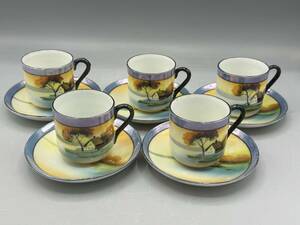 ... Noritake chika llama chi lake . landscape painting 5 customer small cup & saucer (21)