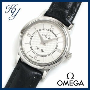 1円～ 3ヶ月保証付き 磨き済み 美品 本物 人気 OMEGA オメガ デビル プレステージ 革ベルト シルバー レディース 時計