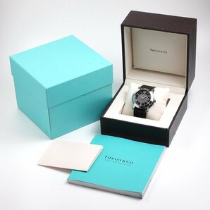 1円～ 3ヶ月保証付き 磨き済み 美品 本物 定番 人気 TIFFANY ティファニー アトラス ジェント Z1000 ラバーベルト ブラック メンズ 時計の画像10