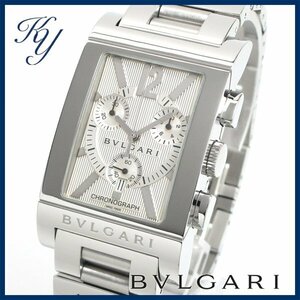 1円～ 3ヵ月保証付き 磨き済み 美品 本物 定番 人気 BVLGARI ブルガリ レッタンゴロ RTC49S クロノグラフ シルバー メンズ 時計