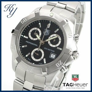 1 jpy ~ 3 months with guarantee polished beautiful goods genuine article popular TAGHEUER TAG Heuer 2000 exclusive CN111F Chrono black men's clock 