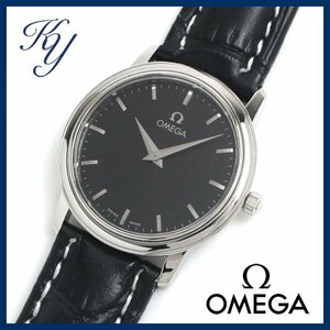 1円～ 3ヶ月保証付き 磨き済み 美品 本物 人気 OMEGA オメガ デビル プレステージ 革ベルト ブラック レディース 時計