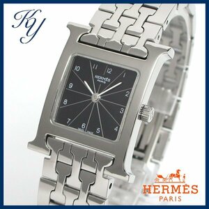 1円～ 価格高騰 3ヶ月保証付き 磨き済み 美品 本物 定番 人気 HERMES エルメス Hウォッチ HH1.210 ブラック レディース 時計