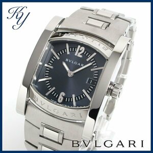 1円～ 3ヶ月保証付き 磨き済み 美品 本物 定番 人気 BVLGARI ブルガリ アショーマ AA39S ネイビー ボーイズ メンズ レディース 時計