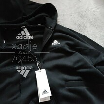 新品 正規品 adidas アディダス THREE STRIPES 上下セット セットアップ パーカー スウェットパンツ 黒 ブラック 白 裏起毛 上 2XL 下 XL_画像8