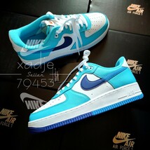 新品 正規品 NIKE ナイキ AIR FORCE1 LOW エアフォース1 ロー スプリット 白 ホワイト 水色 青 27.5cm US9.5 箱付き_画像1