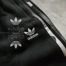 新品 正規品 adidas originals アディダス オリジナルス スウェット 上下セット パーカー パンツ 迷彩 プリント 三つ葉 刺繍 黒 M_画像7