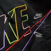 新品 正規品 NIKE swoosh ナイキ ロゴ 刺繍 上下セット パーカー パンツ セットアップ 黒 ブラック ネオン マルチ 裏起毛 L_画像4