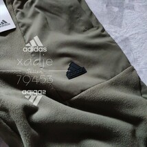 新品 正規品 adidas アディダス 上下セット セットアップ フリース ジップ パーカー パンツ カーキ オリーブ 黒 三本ライン M_画像7