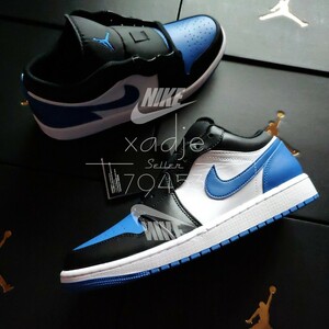  new goods regular goods NIKE Nike AIR JORDAN 1 LOW air Jordan 1 low black black blue royal blue white 29cm US11 box attaching 