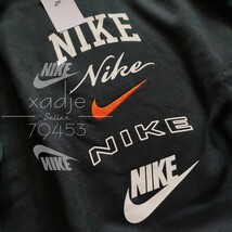 新品 正規品 NIKE swoosh ナイキ ロゴ プリント 刺繍 上下セット スウェット トレーナー パンツ セットアップ 黒 ブラック 裏起毛 XL_画像3