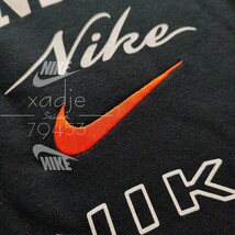 新品 正規品 NIKE swoosh ナイキ ロゴ プリント 刺繍 上下セット スウェット トレーナー パンツ セットアップ 黒 ブラック 裏起毛 XL_画像4