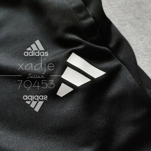 新品 正規品 adidas アディダス 上下セット セットアップ ジャージ ジャケット パンツ 黒 ブラック 三本ライン 裾ファスナー付き 薄手 2XLの画像8