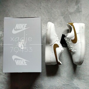 新品 正規品 NIKE ナイキ AIR FORCE1 LOW エアフォース1 ロー 白 ホワイト チェック 黒 WMNS 26cm (実質25.5cm) US9 デュブレ 箱付き