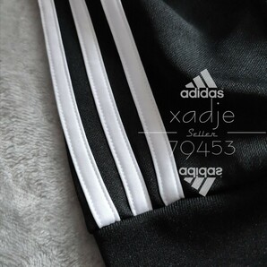 新品 正規品 adidas アディダス 上下セット セットアップ ジャージ ジャケット パンツ 黒 ブラック 三本ライン 裾ファスナー付き 薄手 XLの画像5