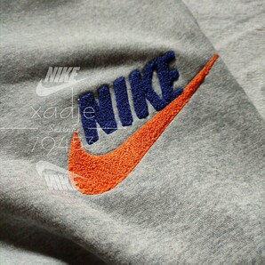 新品 正規品 NIKE ナイキ 立体 ロゴ 上下セット スウェット パーカー パンツ セットアップ 灰 グレー 紺 ネイビー オレンジ 裏起毛 Lの画像7