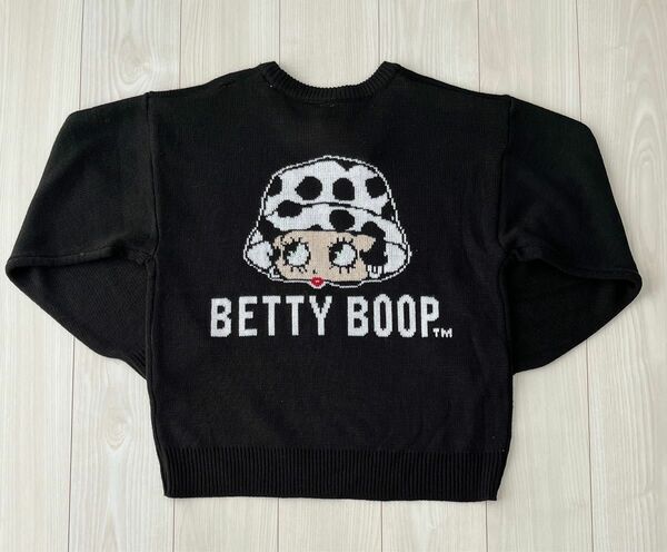 BettyBoop　ベティちゃん　ニットセーター　ロゴ刺繍　ブラック　M 新品