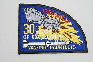 ★ アメリカ海軍 VAQ-136 第136電子攻撃飛行隊 1973-2003 30周年 ワッペン / パッチ ベルクロなし