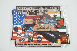 ★ OPERATION INHERENT RESOLVE 生来の決意作戦 ISIS HUNTING PERMIT イスラム国ハンティング許可 ワッペン / パッチ ベルクロなし