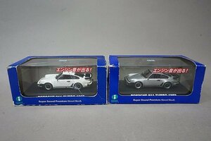 IWAYA イワヤ 1/43 Porsche ポルシェ 911 ターボ 1989 グランプリホワイト・ダイアモンドシルバー 2点セット