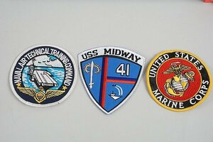 ★ アメリカ海軍 CV-41 USS MIDWAY / アメリカ海兵隊 MARINE CORPS などワッペン / パッチ ベルクロなし 3点セット