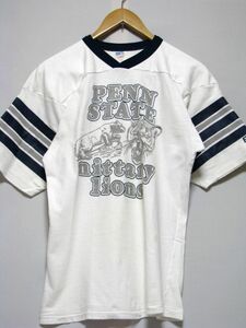 ＠バイク BIKE フットボール Tシャツt301 ビンテージ 白 80's アメリカ古着