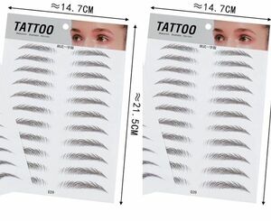 【11ペア×2シート】眉毛ステッカー6dナチュラル アイブロウ タトゥー化粧品シール 防水持続的眉毛タトゥーシールアート（韓国風）