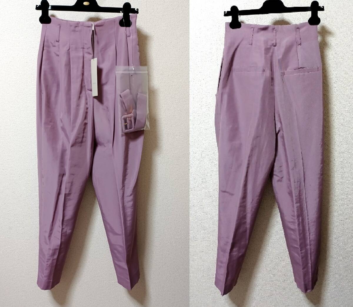 新品 定価4.7万 EPOCA コットンナイロンテーパードパンツ 40 ライラック 紫 _サムネイル画像7