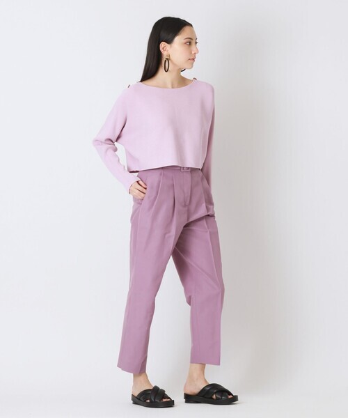 新品 定価4.7万 EPOCA コットンナイロンテーパードパンツ 40 ライラック 紫 _サムネイル画像2