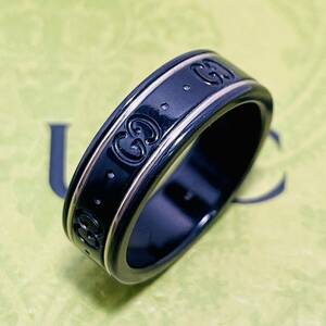 20 number Gucci double G GG Icon ring black K18WG ceramic 21 inscription ring *876