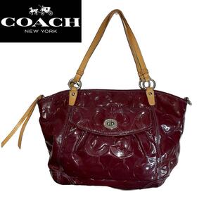 即日発送 COACH エナメル 13178 ハンドバッグ トートバッグ 紅色