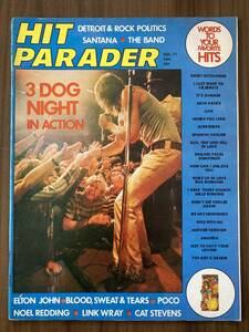 洋雑誌　HIT PARADER　December 1971　スリー・ドッグ・ナイト　サンタナ　ザ・バンド　ポコ　キャット・スティーブンス ほか　