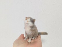 ＊obu＊ハンドメイド＊ 羊毛フェルト　猫　和猫　ねこ　三毛猫 おすわり 手のひらサイズ_画像6