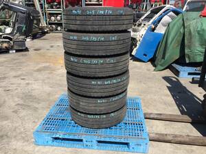 TY24DL01(M041)　ダンロップ　エナセーブ 中古６本タイヤ・ホイールセット 205/75R16　キャンター５穴　　法人配送限定　