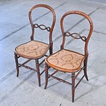 イギリス製 バルーンバックチェア 2脚セット アンティーク 椅子 マホガニー材 クラシック 什器 ビンテージ 英国_画像3