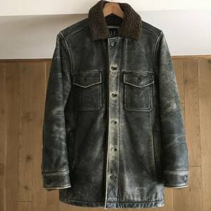 美品 OLD GAP 　オールドギャップ 　牛革　レザー　ジャケット　ボア　コートXS