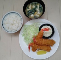 食品サンプル(中古) 【海老フライ3本定食】 味噌汁・ご飯付_画像8