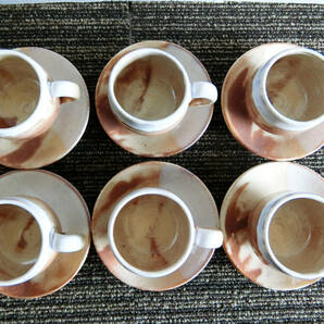 ●未使用 保管品 6客揃 萩焼 増野陶花 珈琲器 カップ＆ソーサー 共箱 コーヒーカップの画像3