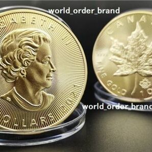 新品！2枚セット！ 24k gp メイプルリーフ 金貨 コイン 1oz ☆ 高品質上質 質感 高品質 高級感 大人気 格安 メンズレディース 送料無料の画像2